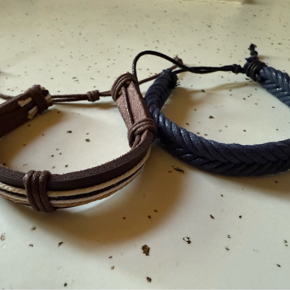 Brown and Blue Braided Bracelets